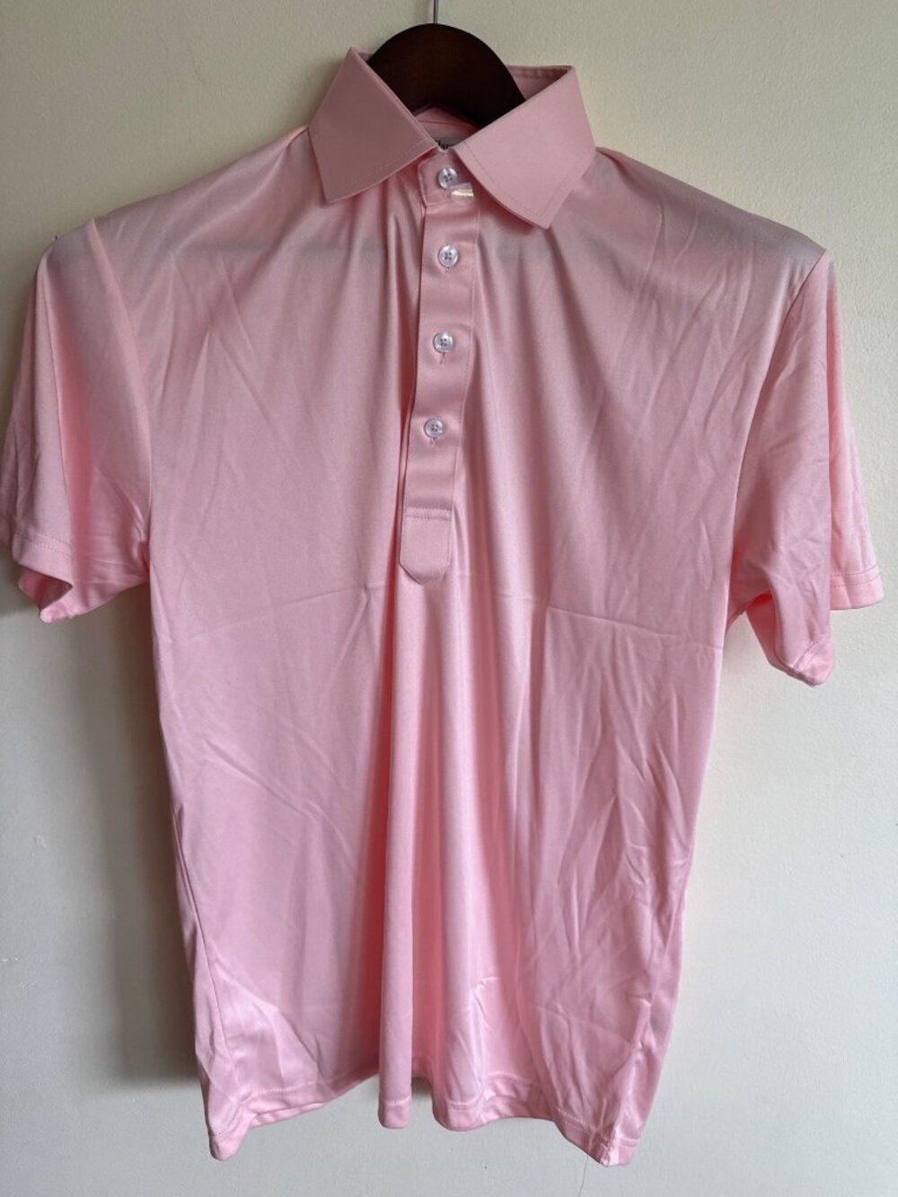 Mens Pink Dress Collar Polo Shirt By Collars & Co. Size Medium 100% Polyester So